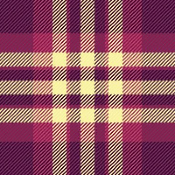 This seamless tartan plaid pattern features a vibrant crimson and yellow diag Stock Illustration