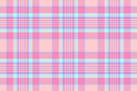 This seamless tartan plaid pattern features soft pink, pastel blue, and light Stock Illustration