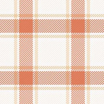 This seamless tartan plaid pattern features a warm palette of coral, cream, a Stock Illustration