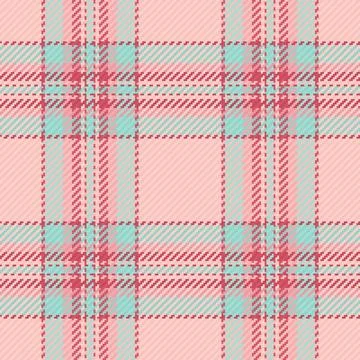 This seamless tartan plaid pattern features soft pink and turquoise intersect Stock Illustration