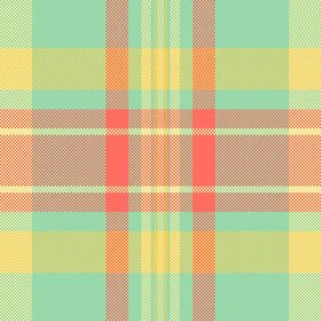 This seamless tartan plaid pattern features vibrant mint, orange, and sunny y Stock Illustration