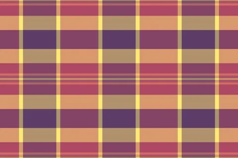 This seamless tartan plaid pattern features a stylish mix of purple, yellow,  Stock Illustration