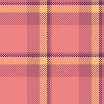 This seamless tartan plaid pattern features a warm palette of coral, pink, an Stock Illustration