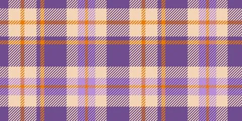 A seamless tartan plaid pattern featuring bold purple and orange hues with be Stock Illustration