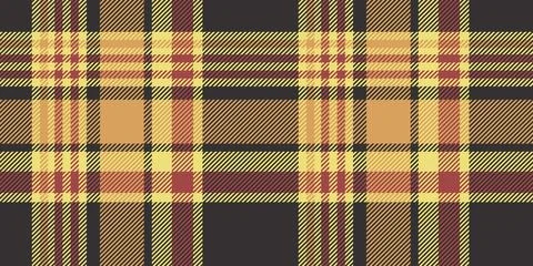 A seamless tartan plaid pattern featuring warm tones of yellow, red, and brow Stock Illustration