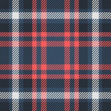 A seamless tartan plaid pattern featuring classic navy blue, vibrant red, and Stock Illustration