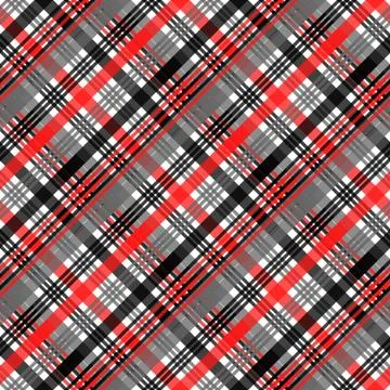 Seamless tartan plaid pattern in stripes of red, black and white. Checkered t Stock Illustration