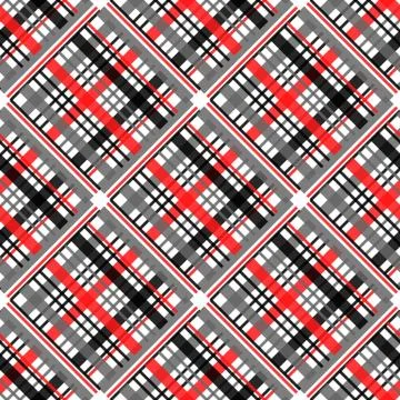 Seamless tartan plaid pattern in stripes of red, black and white. Checkered t Stock Illustration