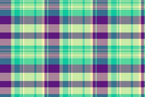 Seamless tartan plaid pattern in vibrant green, purple, and yellow. This clas Stock Illustration