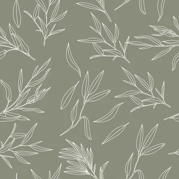 Seamless tea leaves hand drawn pattern Stock-Illustration