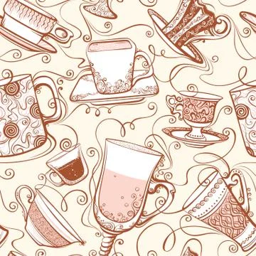 Seamless tea pattern. Stock Illustration