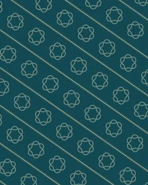 A seamless teal background features repeating cream looped rosette motifs a.. Stock Illustration