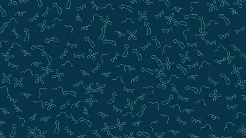 Seamless teal doodle pattern animated background with playful hand drawn el.. Vídeo Stock 342475260