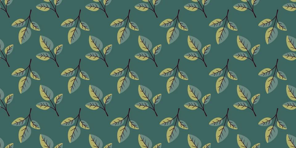 Seamless teal green leaf pattern.  Elegant, minimalist design ideal for tex.. Stock Illustration