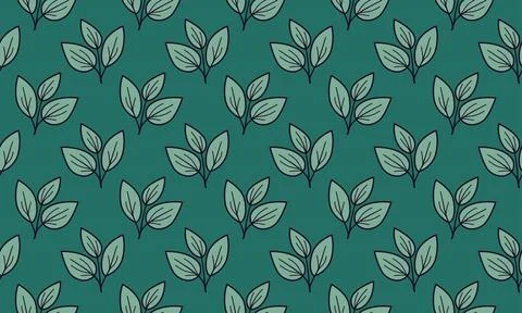 Seamless teal green leaf pattern.  Simple, elegant foliage design perfect f.. イラスト素材