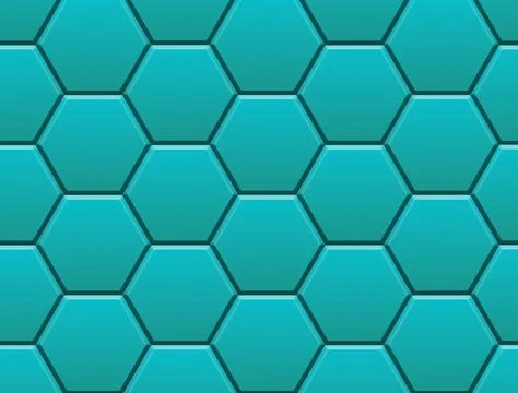 Seamless Teal Hexagon Pattern with 3D Effect Stock Illustration