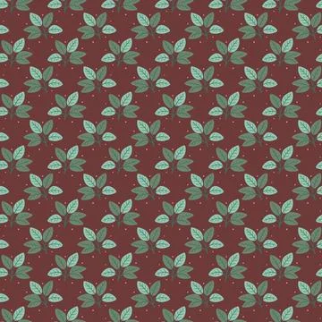 Seamless teal leaf pattern on a burgundy background.  Perfect for textile des Stock Illustration