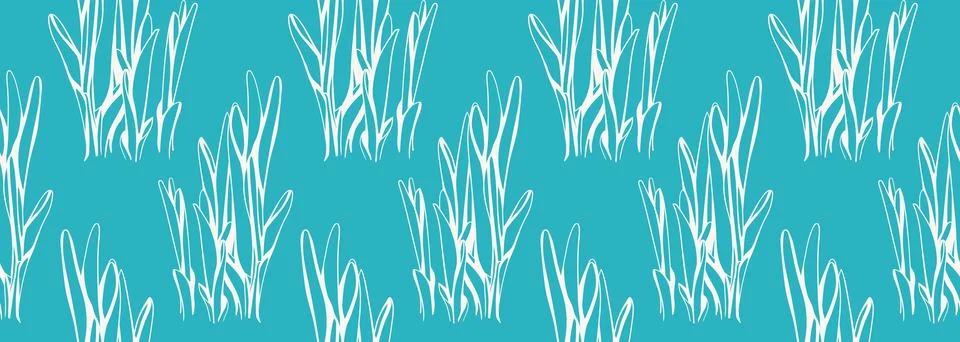 Seamless teal pattern of stylized white plants, reminiscent of coral or ree.. 스톡 일러스트