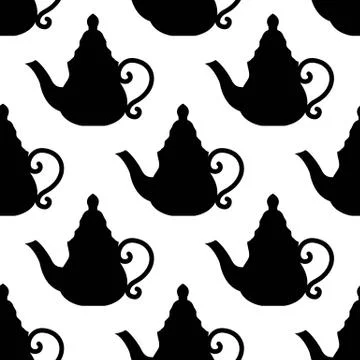 Seamless teapot on white Stock Illustration