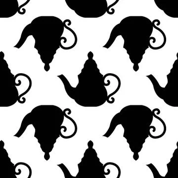 Seamless teapot on white Stock Illustration