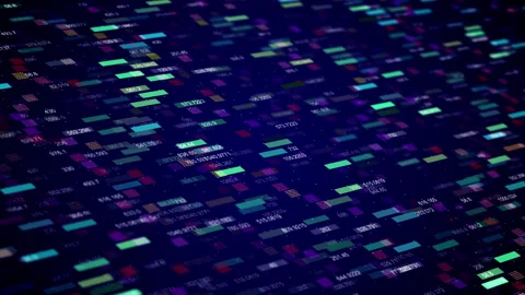 Seamless technological digital colorful camera moving down background HUD Vídeos de archivo 252830598