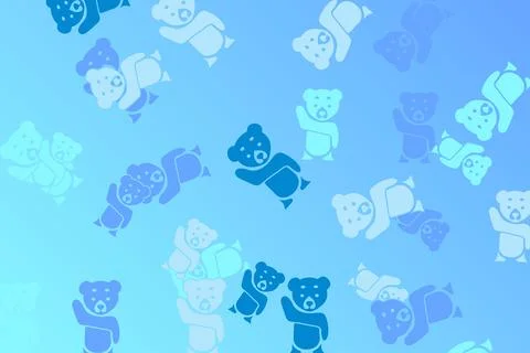 Seamless teddy bear pattern blue background 스톡 일러스트