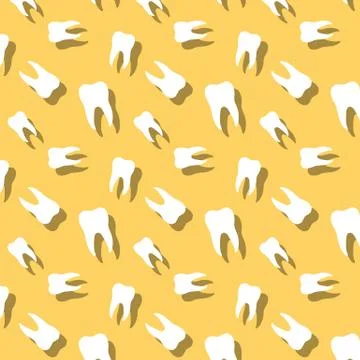 Seamless Teeth With Shadow Dentistry Pattern Stock Illustration