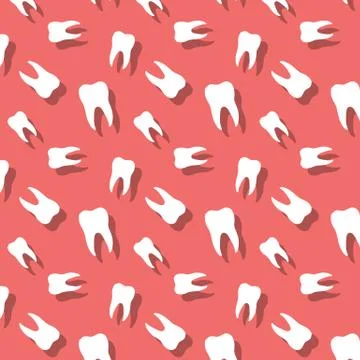 Seamless Teeth With Shadow Medical Pattern Stock Illustration