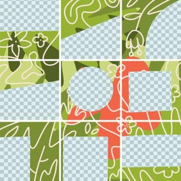 Seamless Template for social network message, puzzle post. Trendy editable ve Stock Illustration