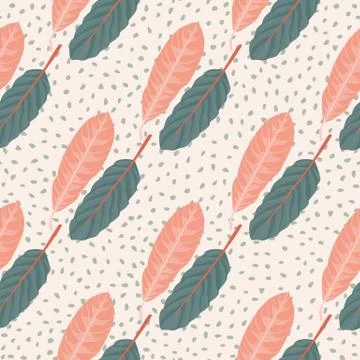Seamless tender pattern with leafs. Hand drawn botanic ornament in pink and p Stock Illustration