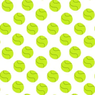 Seamless Tennis Ball Pattern on White Background. Concept of Sports Design, A Stock Illustration
