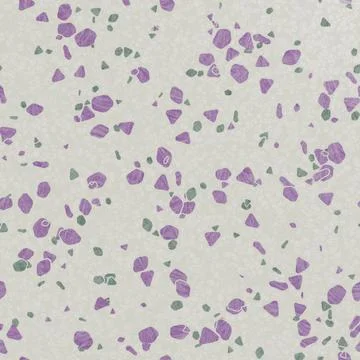 Seamless Terrazzo Pattern Background with Purple and Grey Stone Chips Illustrazione stock