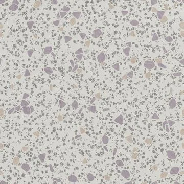 Seamless Terrazzo Pattern Background with Purple, Beige, and Grey Stone Chips Illustrazione stock