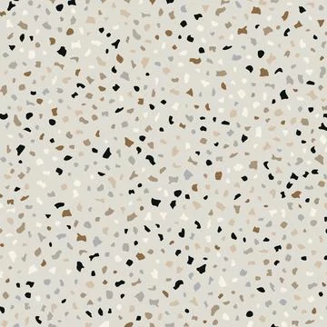 Seamless terrazzo pattern in grey and beige tones Stock Illustration