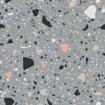 Seamless terrazzo pattern in grey and beige tones Stock Illustration