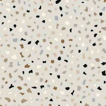 Seamless terrazzo pattern in grey and beige tones Stock Illustration