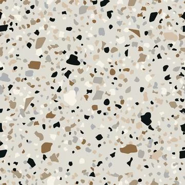 Seamless terrazzo pattern in grey and beige tones Stock Illustration