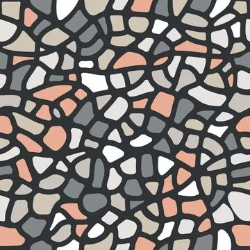 Seamless terrazzo pattern in grey and beige tones Stock Illustration