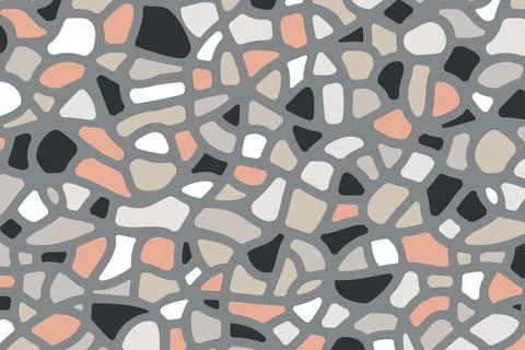 Seamless terrazzo pattern in grey and beige tones Stock Illustration