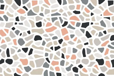 Seamless terrazzo pattern in grey and beige tones Stock Illustration