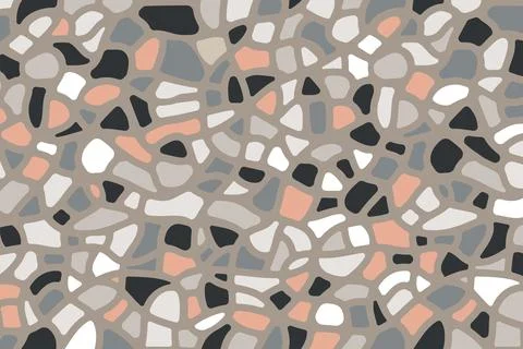 Seamless terrazzo pattern in grey and beige tones Stock Illustration