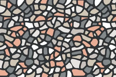 Seamless terrazzo pattern in grey and beige tones Stock Illustration