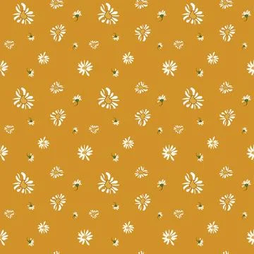 A seamless textile Background of daisy seamless pattern vector design hand .. Stock Illustration
