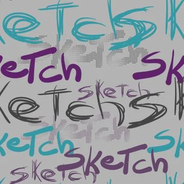 Seamless textile pattern and the words sketch Illustrazione stock