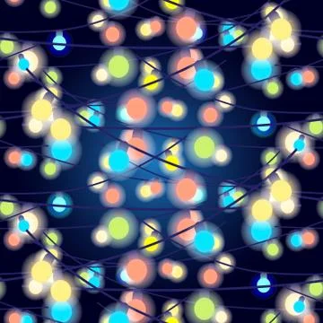 Seamless textile pattern christmas lights garland festive decorations vector Stock Illustration