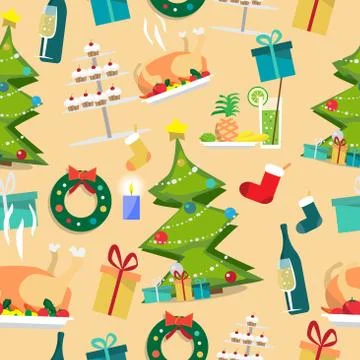 Seamless textile pattern for a Christmas theme Stock Illustration