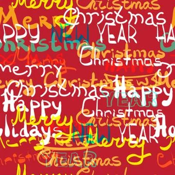 Seamless textile pattern Merry christmas and happy new year lettering design  Illustrazione stock
