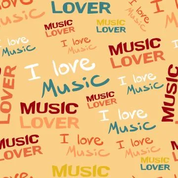 Seamless textile pattern of music inscriptions. Vector illustrat Stock Illustration