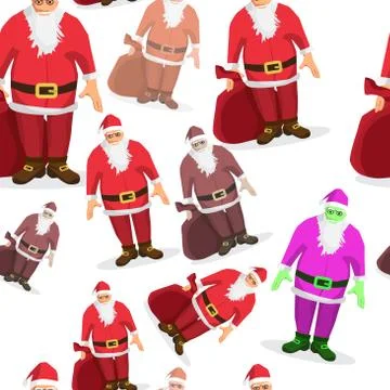 Seamless textile pattern with Santa Claus Stock Illustration