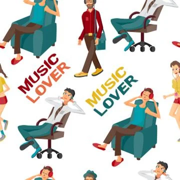 Seamless textile pattern with vector modern flat design people w Stock Illustration